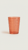 Glass tumbler in brick coral tone